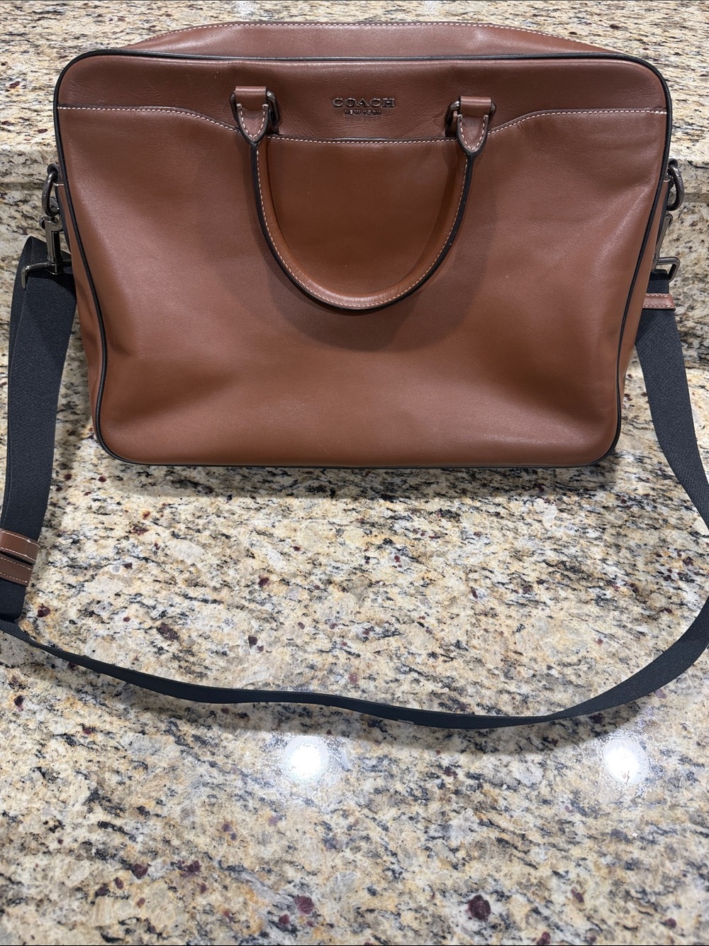 Coach Brown Leather Laptop Satchel with Detachable Strap - Picture 2 of 8